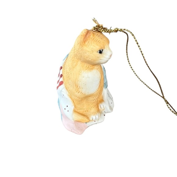 Vintage Silvestri Cat Ornament Orange Tabby Quilt Ginger Made in Taiwan 4” - Picture 4 of 5